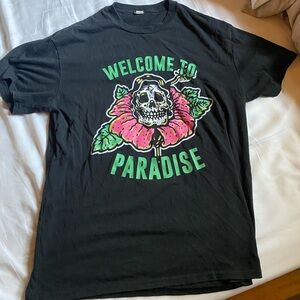 Black Graphic T-Shirt - Welcome to Paradise